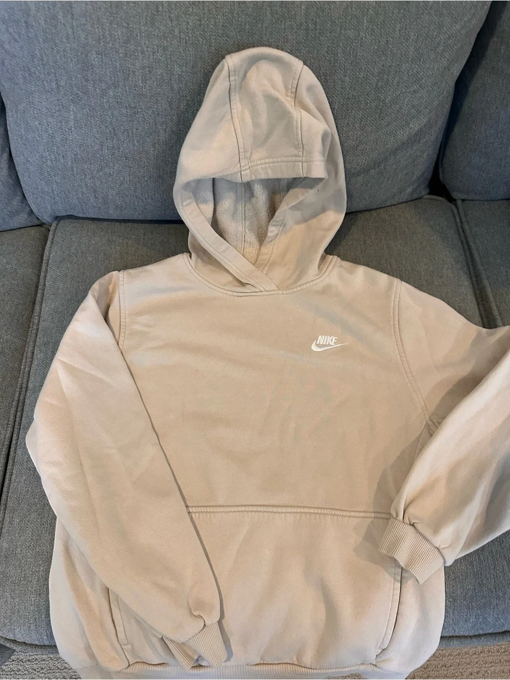 Nike Kids Club Fleece Hoodies- 2 - white and beige YXL